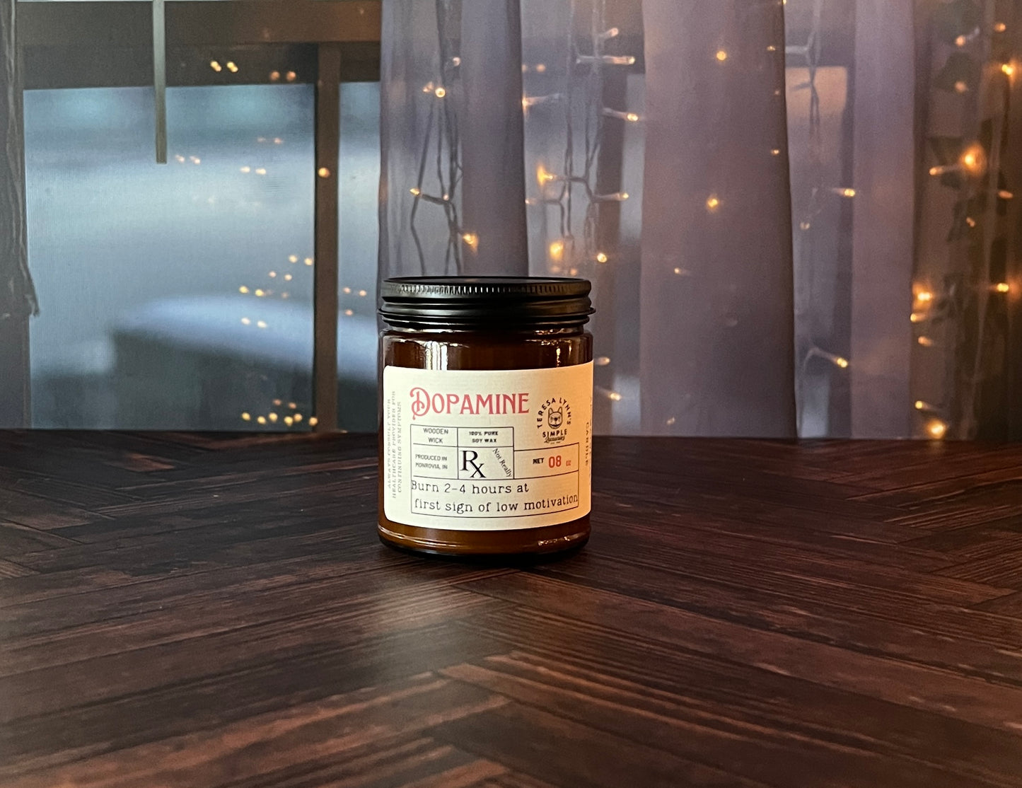 Dopamine, Wooden Wick Soy Wax Candle - The Preachers Daughter Candle Co
