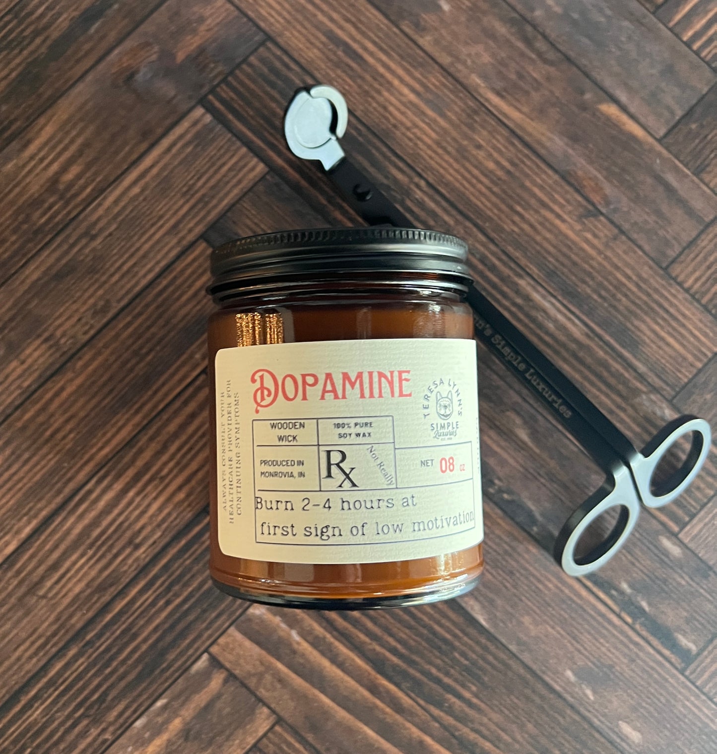 Dopamine, Wooden Wick Soy Wax Candle - The Preachers Daughter Candle Co