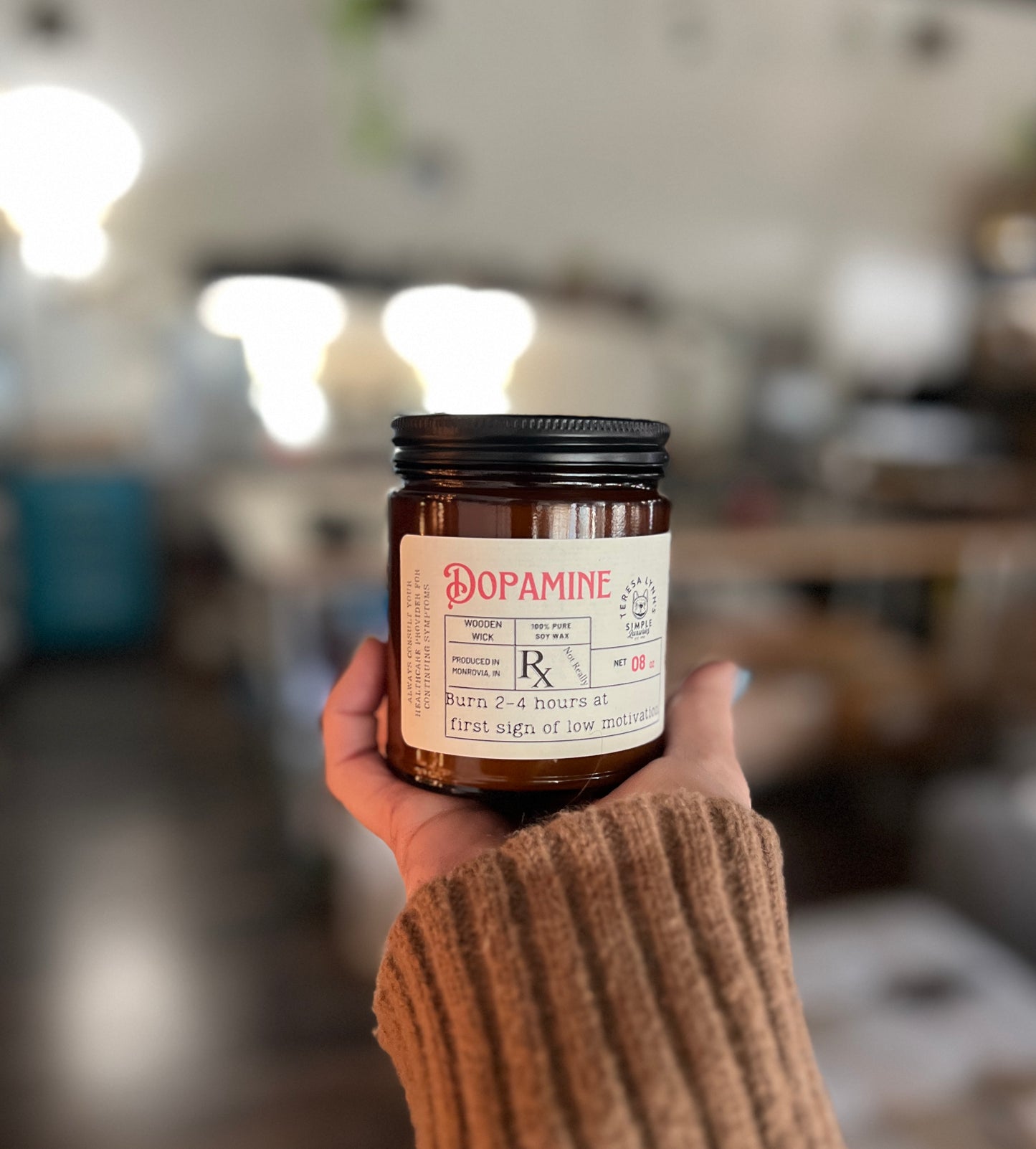 Dopamine, Wooden Wick Soy Wax Candle - The Preachers Daughter Candle Co