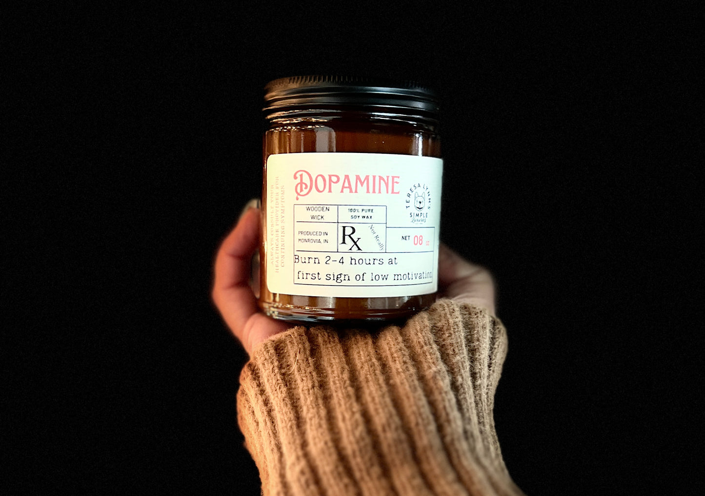 Dopamine, Wooden Wick Soy Wax Candle - The Preachers Daughter Candle Co