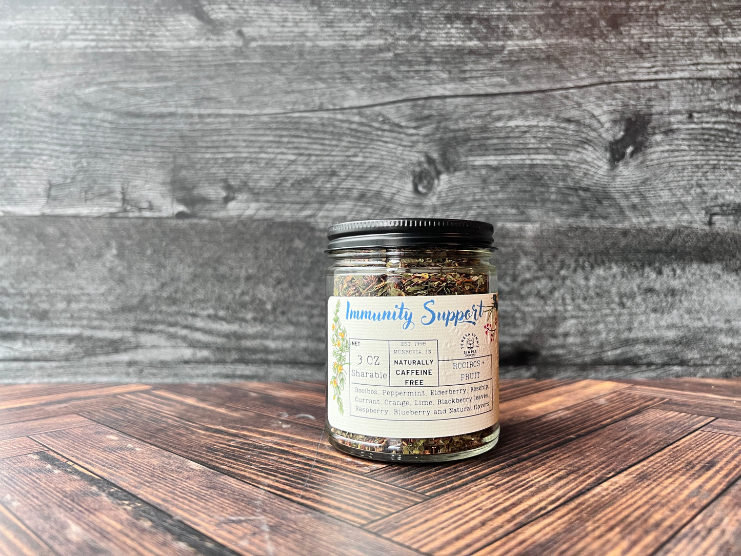Immunity Support- Loose Leaf Tea | Rooibos, Peppermint, Elderberry, Rosehip, Currant, Orange, Lime, Blackberry leaves, Raspberry, Blueberry - The Preachers Daughter Candle Co
