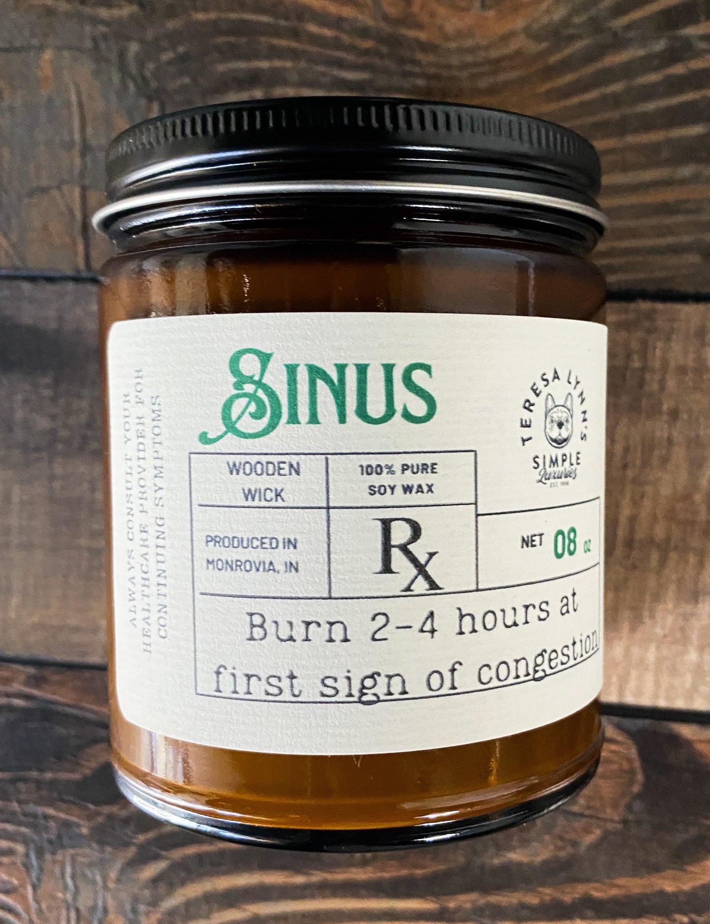 Sinus, wooden wick, aromatherapy candle, soy wax, self care, meditation, essential oil, phthalate free - The Preachers Daughter Candle Co