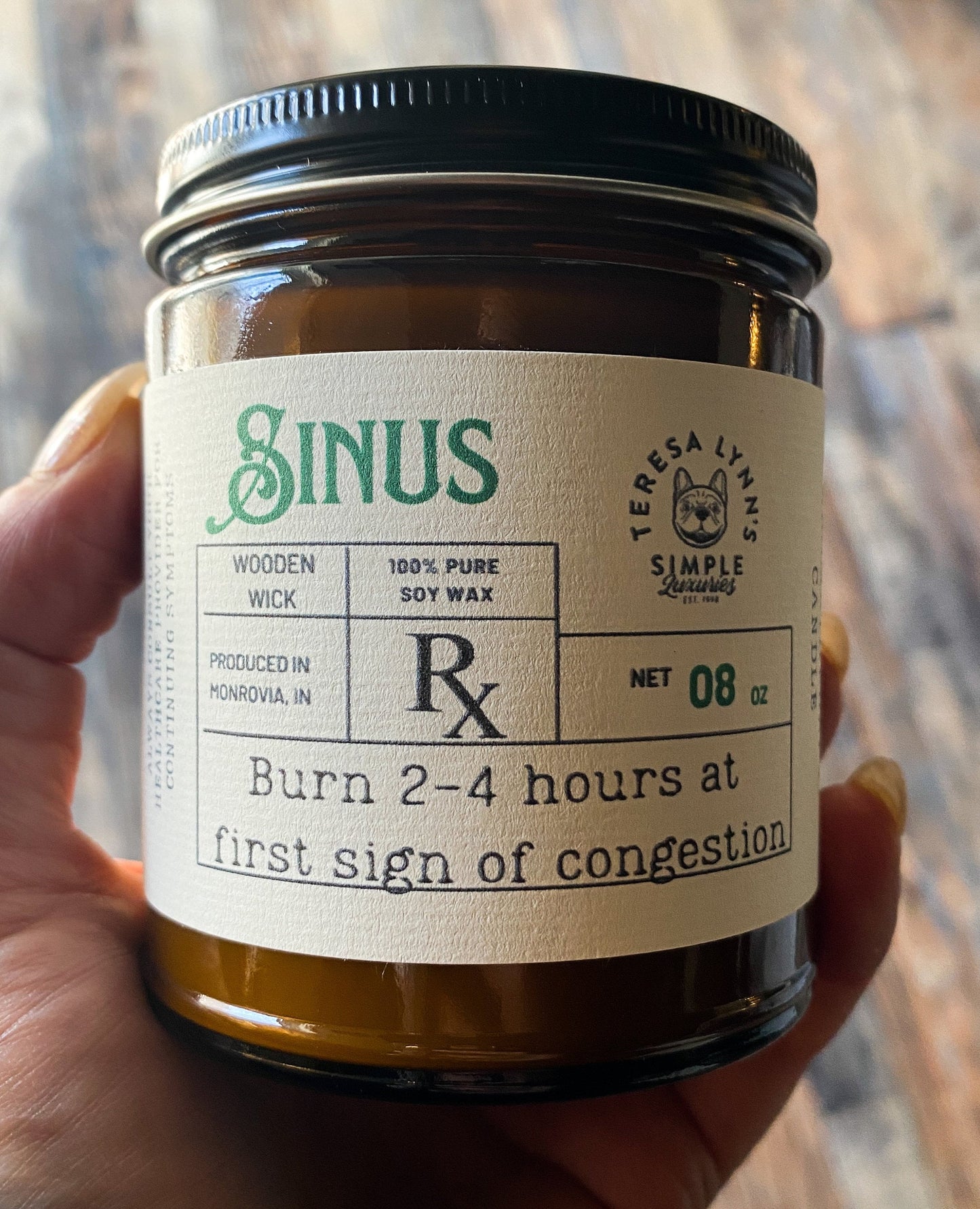Sinus, wooden wick, aromatherapy candle, soy wax, self care, meditation, essential oil, phthalate free - The Preachers Daughter Candle Co