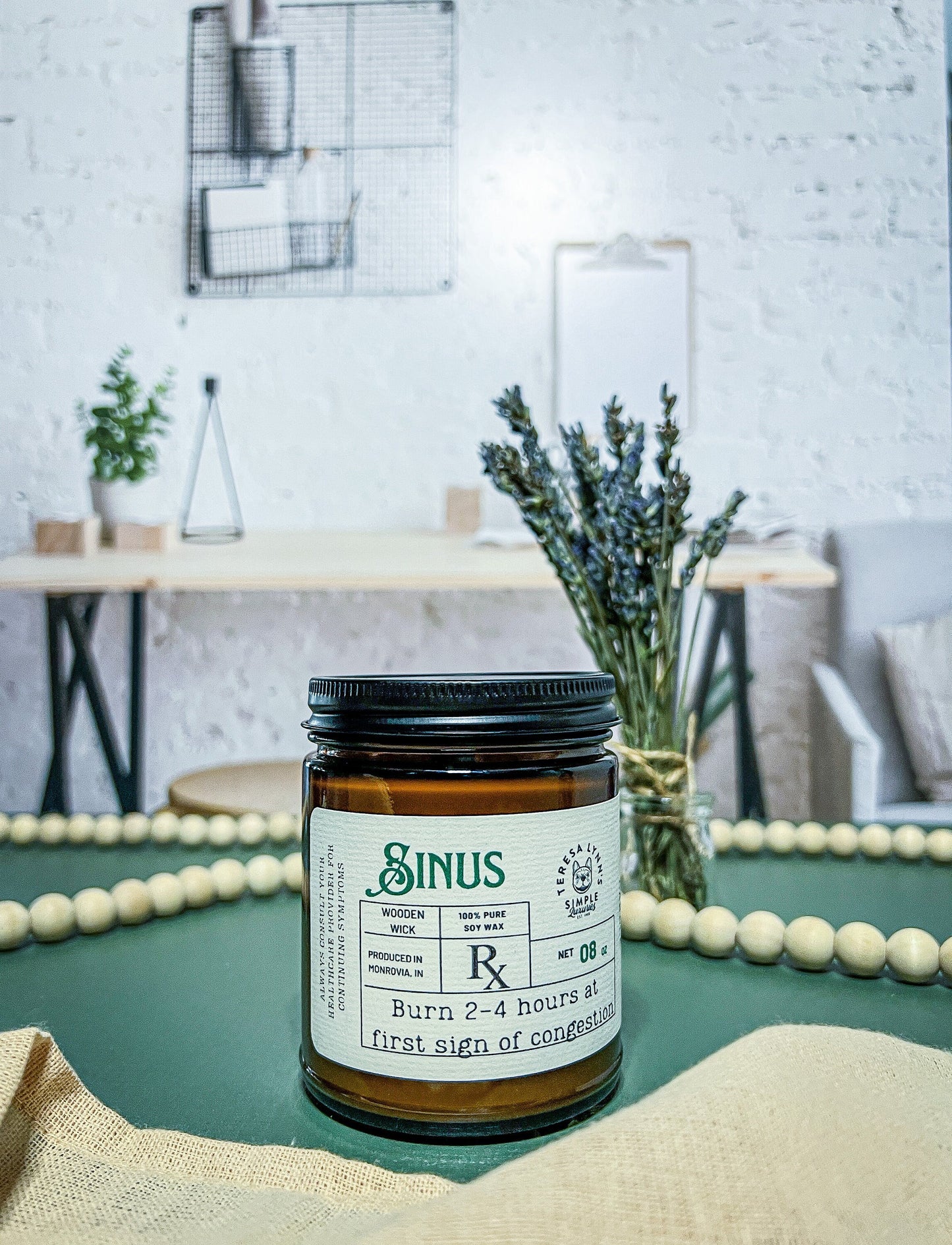 Sinus, wooden wick, aromatherapy candle, soy wax, self care, meditation, essential oil, phthalate free - The Preachers Daughter Candle Co