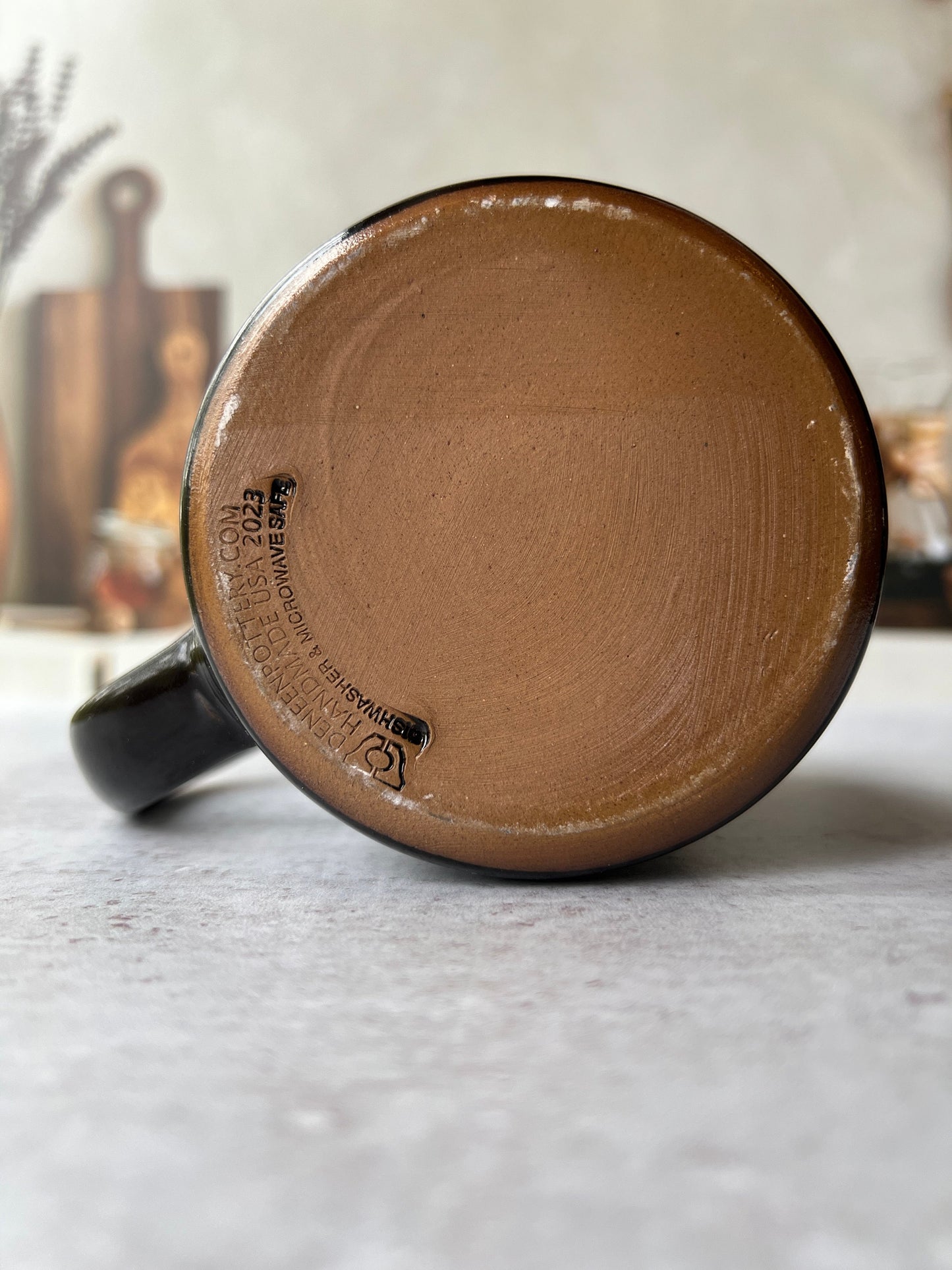 Hand thrown Pottery Shop Mug with our Cute French Bulldog Logo - The Preachers Daughter Candle Co