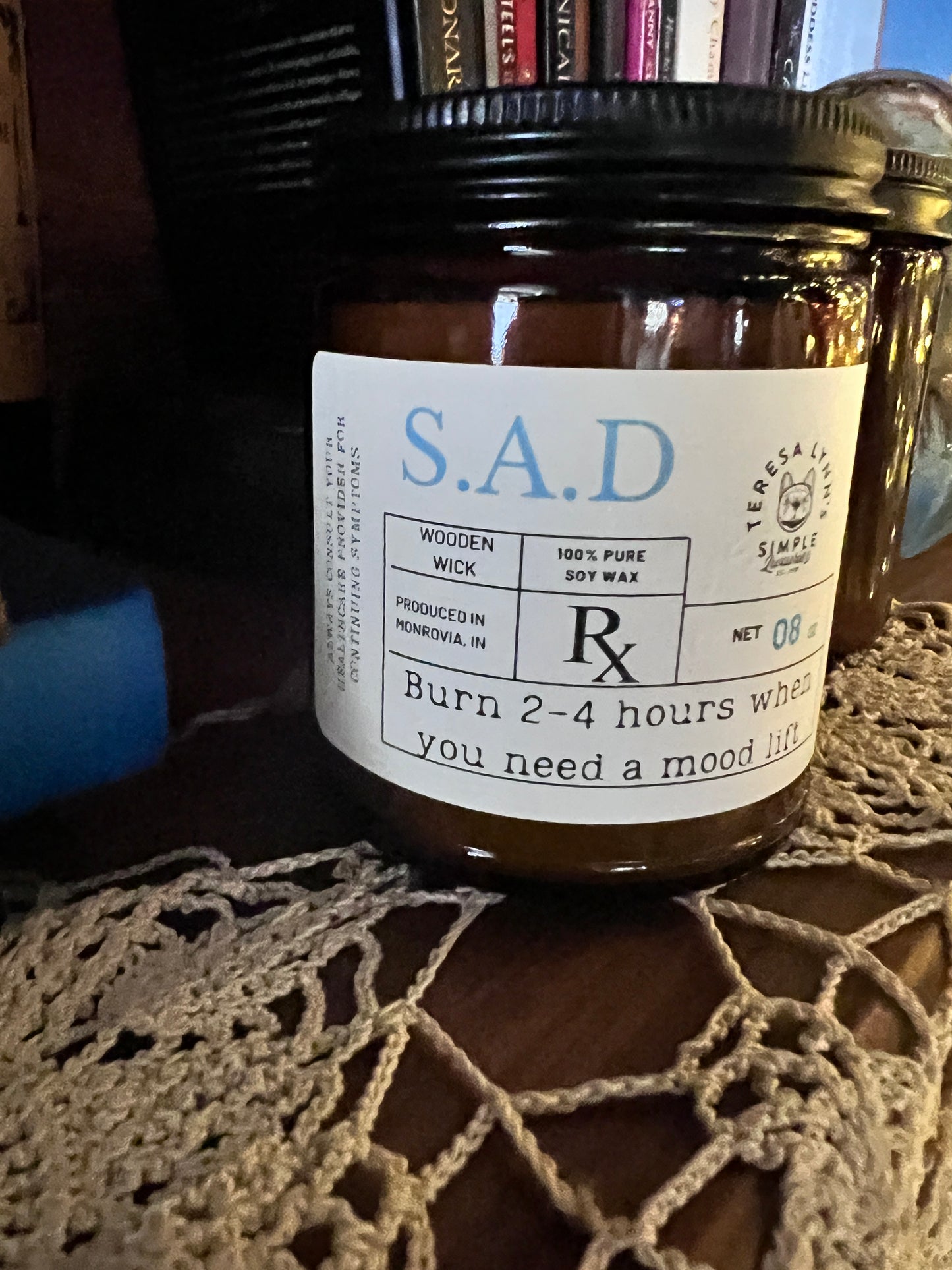 S.A.D. - Happiness Support Candle - wooden wick, aromatherapy candle, soy wax candle - The Preachers Daughter Candle Co