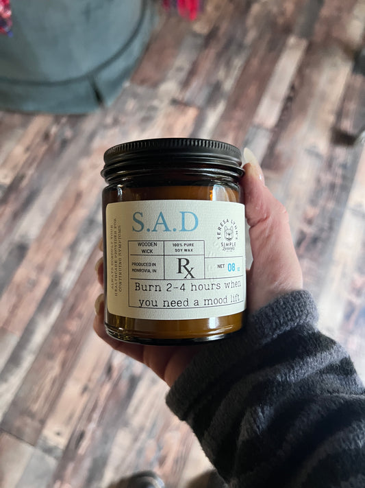 S.A.D. - Happiness Support Candle - wooden wick, aromatherapy candle, soy wax candle - The Preachers Daughter Candle Co