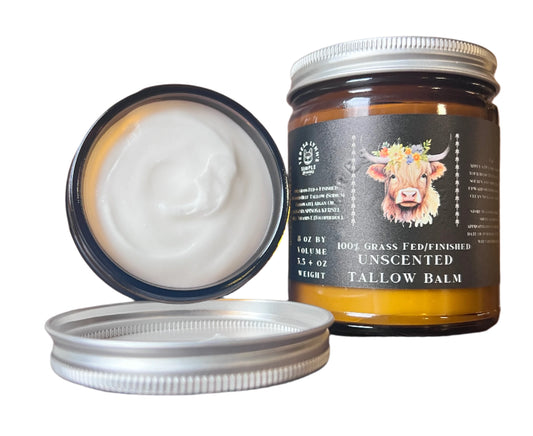 Tallow - Whipped Balm made with 100 Percent Grass Fed/Finished Beef Tallow, Argan and Vitamin E