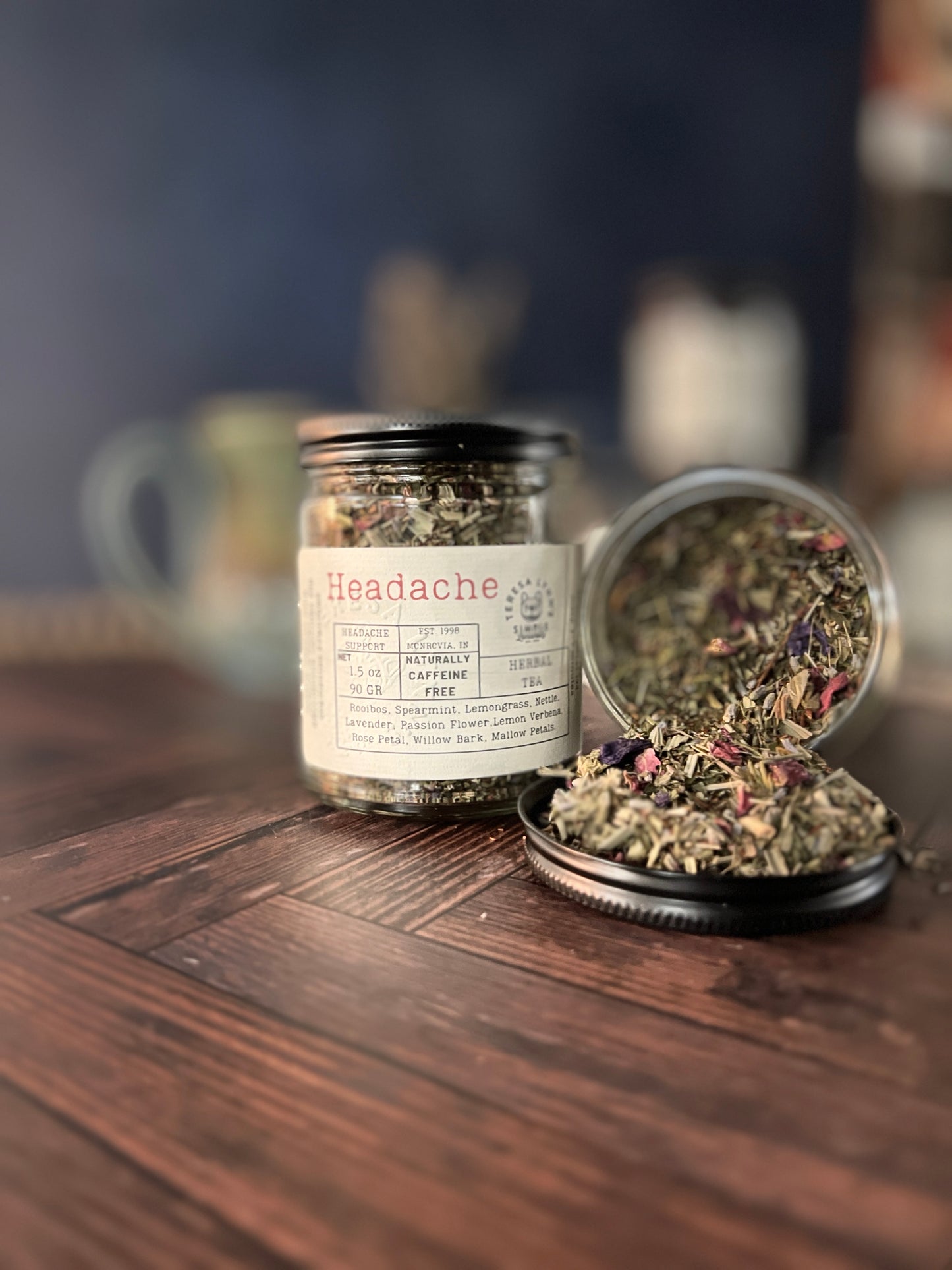 Headache - Soothing Herbal Tea for Headache Relief with Nettle and Rose Petals - The Preachers Daughter Candle Co