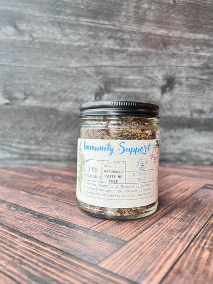 Immunity Support- Loose Leaf Tea | Rooibos, Peppermint, Elderberry, Rosehip, Currant, Orange, Lime, Blackberry leaves, Raspberry, Blueberry - The Preachers Daughter Candle Co