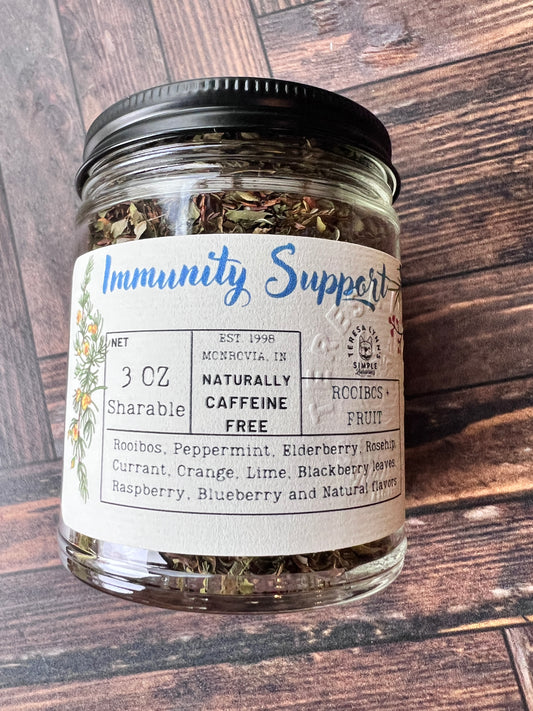 Immunity Support- Loose Leaf Tea | Rooibos, Peppermint, Elderberry, Rosehip, Currant, Orange, Lime, Blackberry leaves, Raspberry, Blueberry - The Preachers Daughter Candle Co