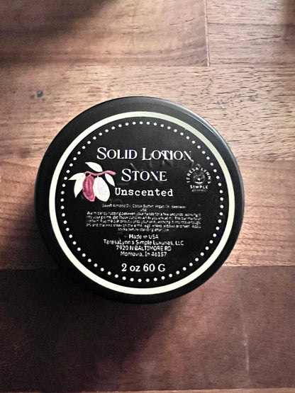 Solid Lotion Stone | Melts on Contact for Silky Soft Skin | Plastic-Free, All-Natural, 2 OZ / 60 Gr - The Preachers Daughter Candle Co