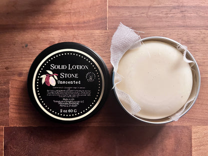Solid Lotion Stone | Melts on Contact for Silky Soft Skin | Plastic-Free, All-Natural, 2 OZ / 60 Gr - The Preachers Daughter Candle Co