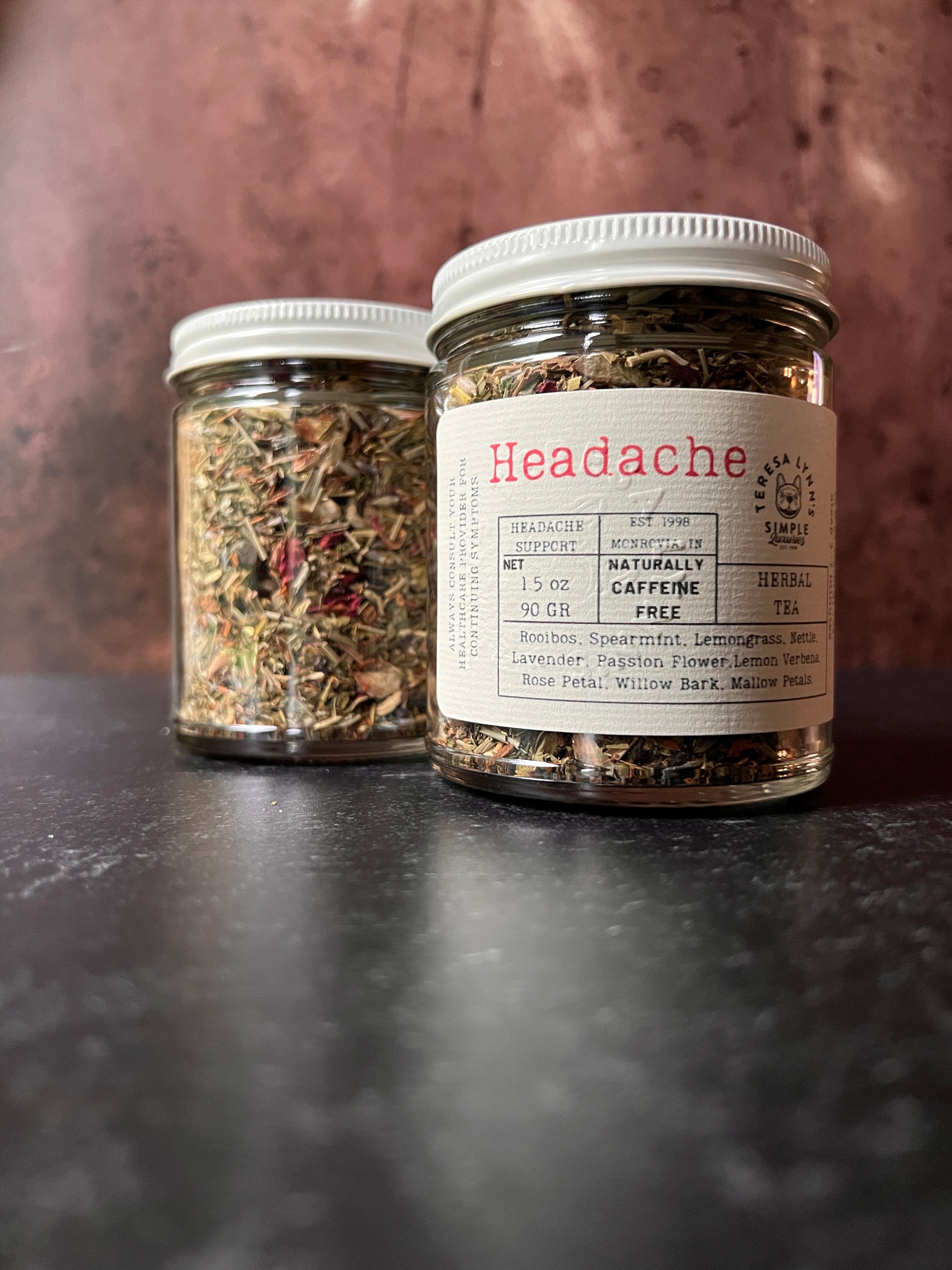 Headache - Soothing Herbal Tea for Headache Relief with Nettle and Rose Petals - The Preachers Daughter Candle Co