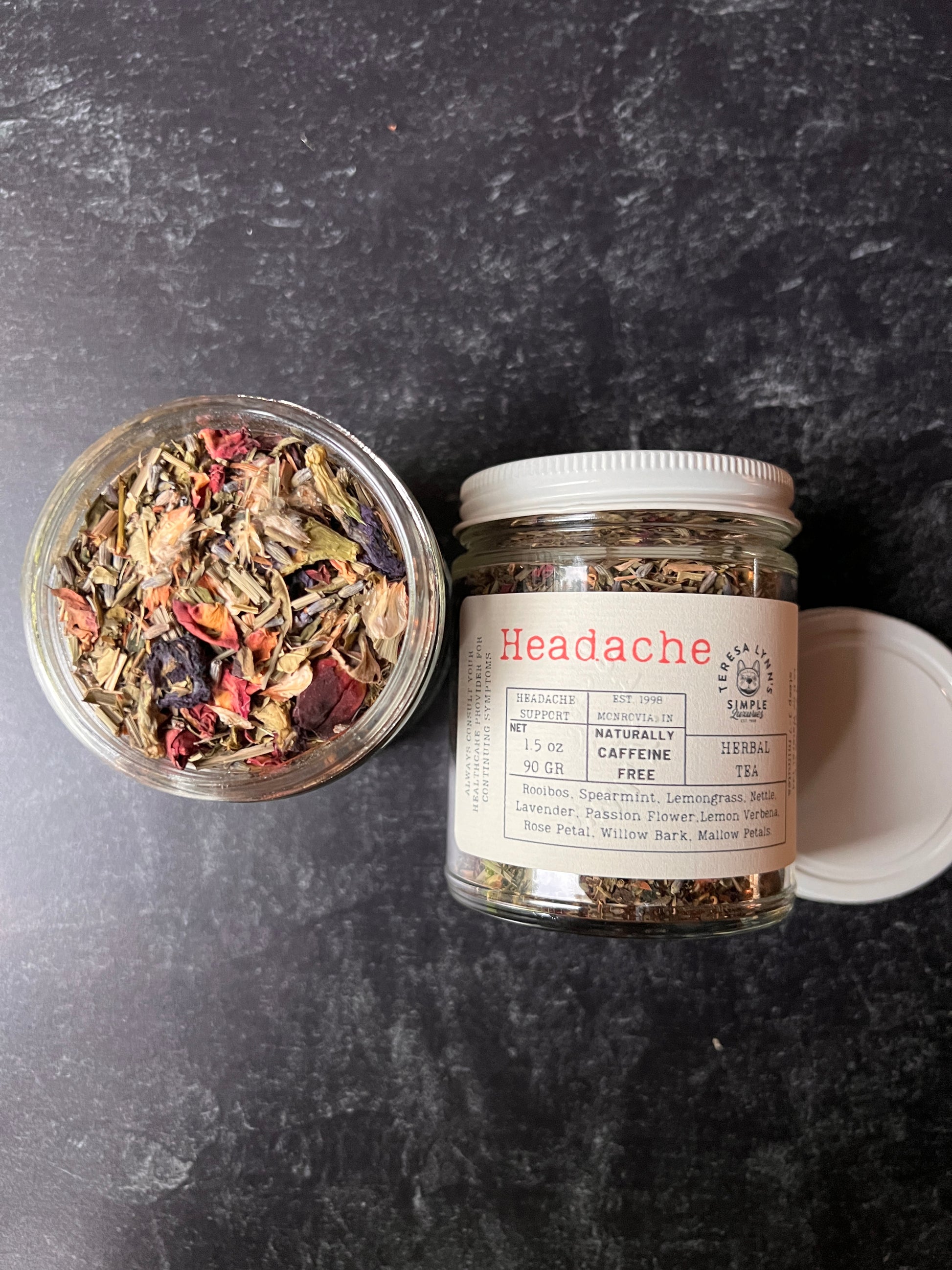 Headache - Soothing Herbal Tea for Headache Relief with Nettle and Rose Petals - The Preachers Daughter Candle Co