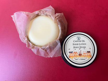 Solid Lotion Stone | Melts on Contact for Silky Soft Skin | Plastic-Free, All-Natural, 2 OZ / 60 Gr - The Preachers Daughter Candle Co