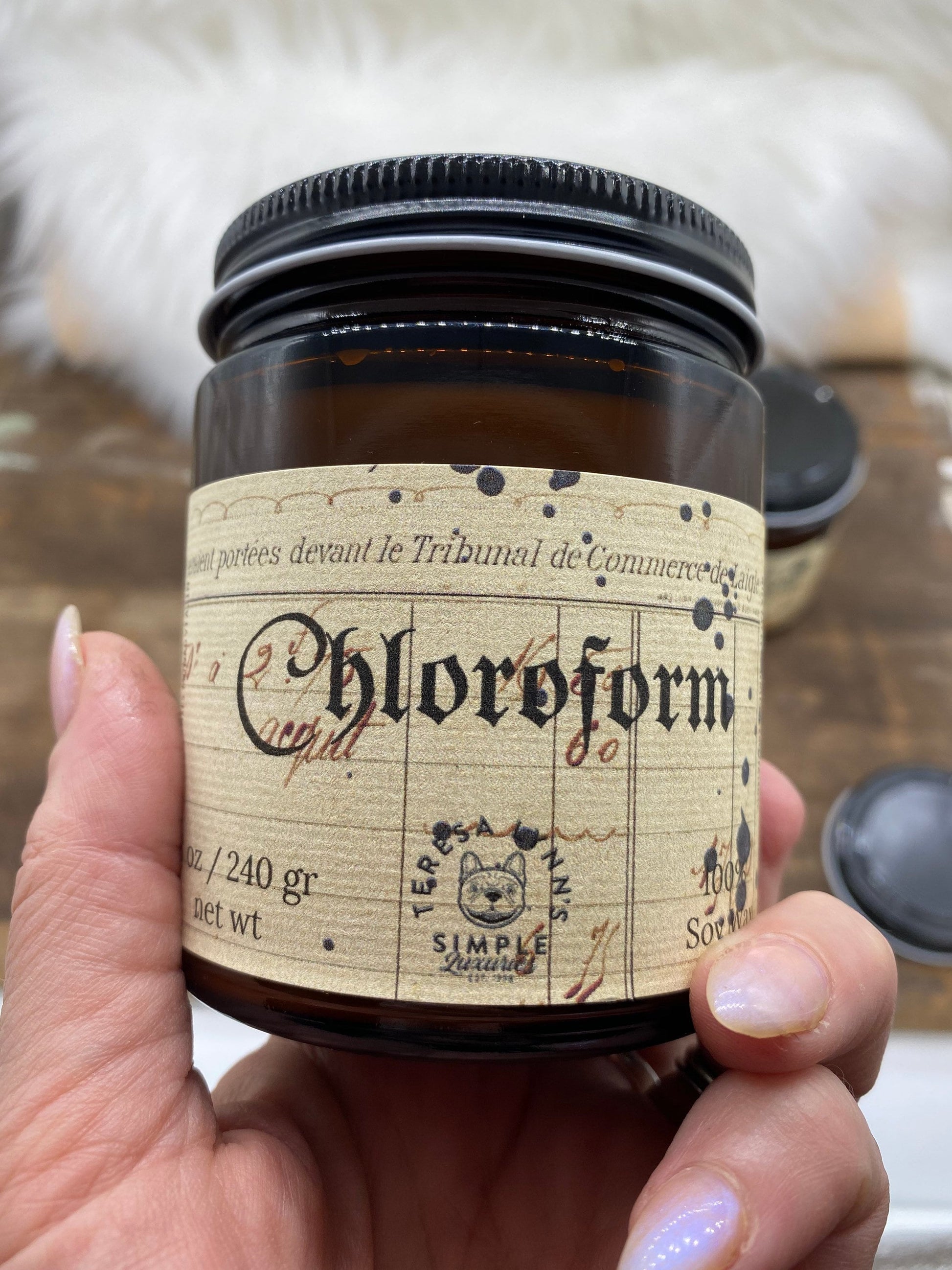 Chloroform, wooden wick soy candle, self care candle, witch, relaxation, meditation candle, essential oil, best seller - The Preachers Daughter Candle Co