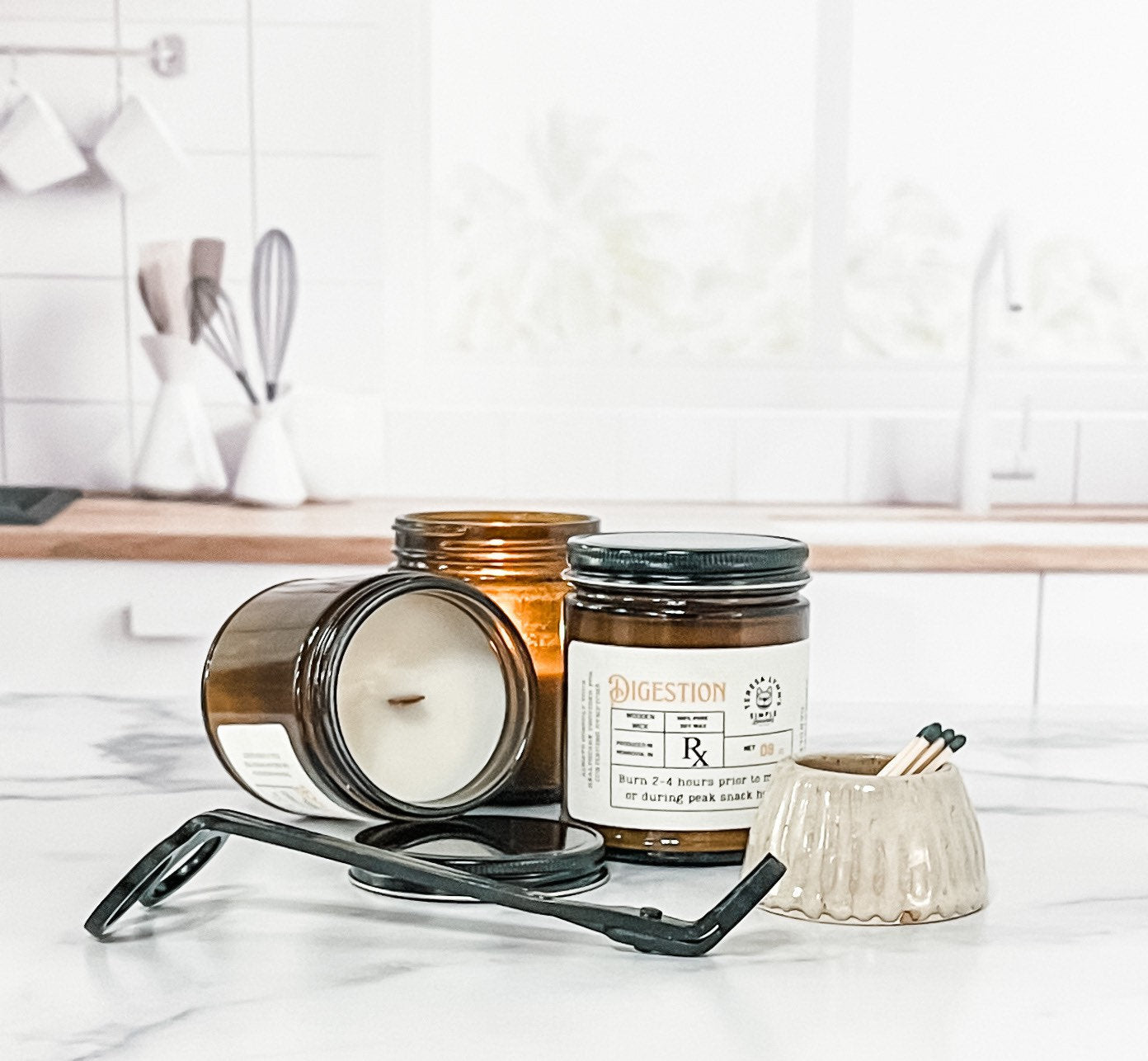 Digestion, wooden wick, aromatherapy candle, soy wax candle, brown jar, self care, holistic health, nausea, essential oil, phthalate free - The Preachers Daughter Candle Co