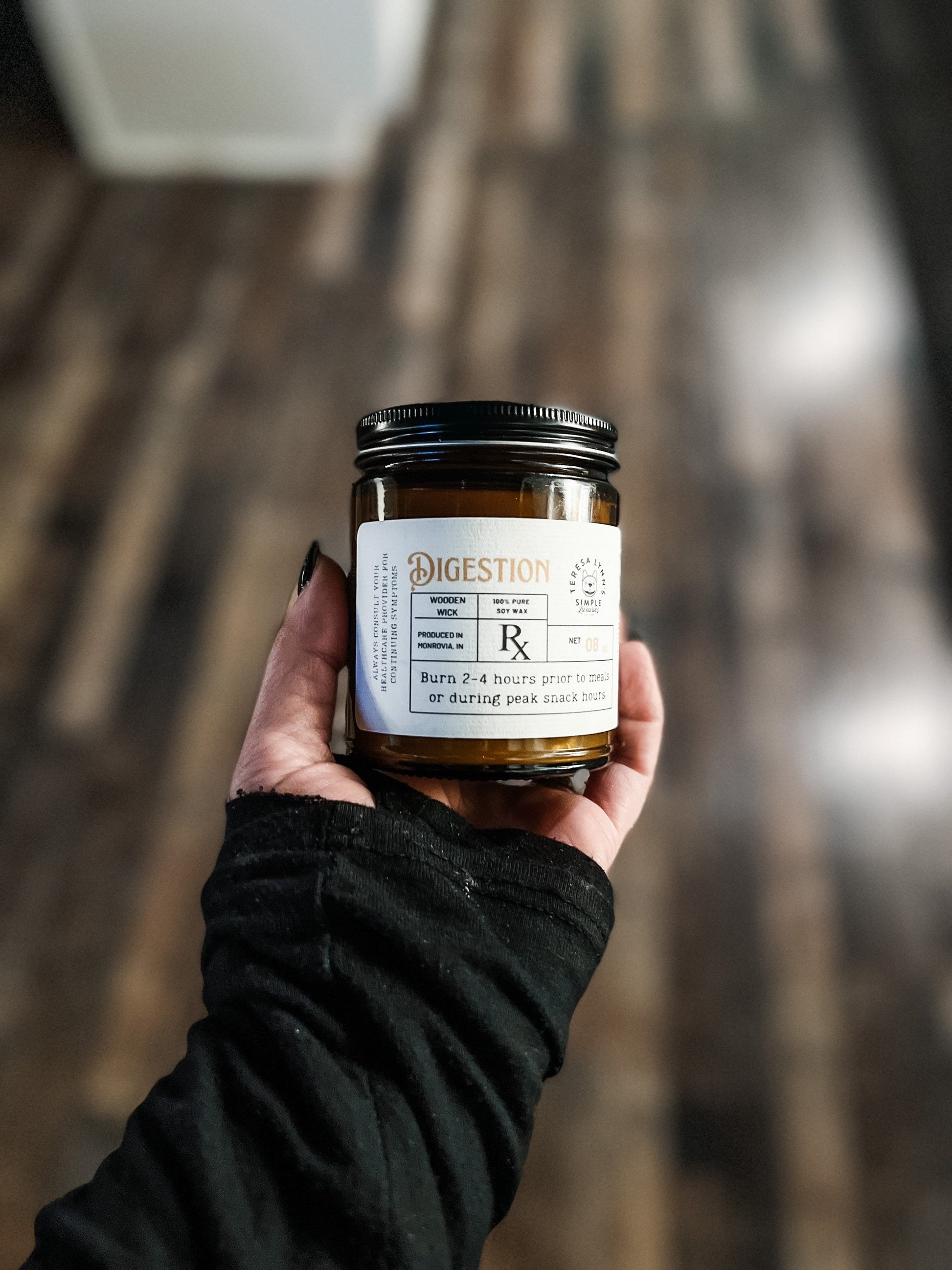 Digestion, wooden wick, aromatherapy candle, soy wax candle, brown jar, self care, holistic health, nausea, essential oil, phthalate free - The Preachers Daughter Candle Co
