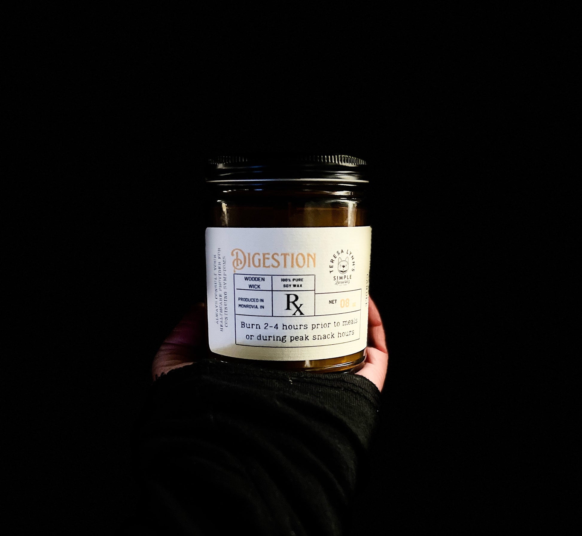 Digestion, wooden wick, aromatherapy candle, soy wax candle, brown jar, self care, holistic health, nausea, essential oil, phthalate free - The Preachers Daughter Candle Co