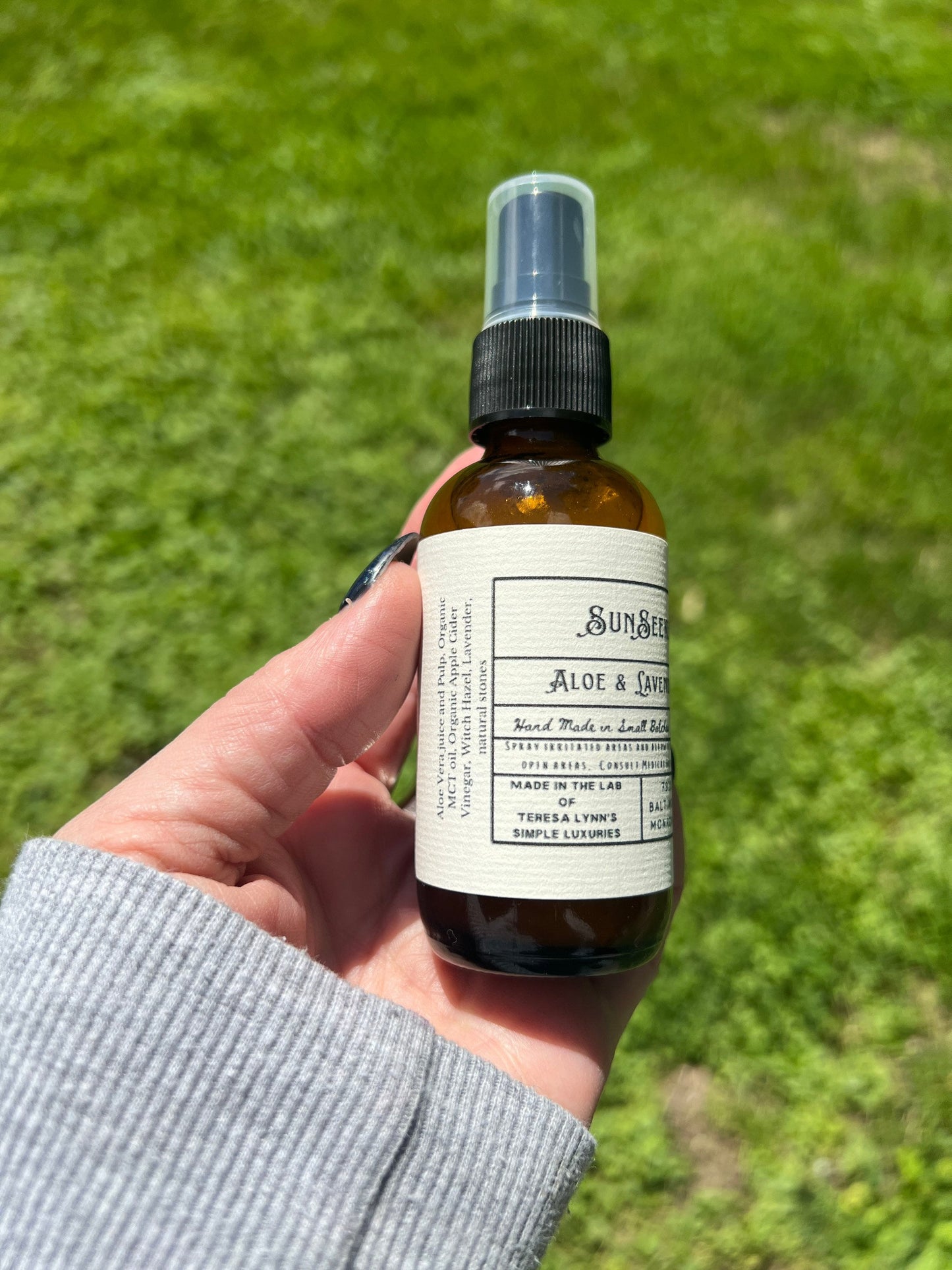 Sun Seeker, sunburn support , all natural, herbal, holistic, apple cider vinegar spray - The Preachers Daughter Candle Co