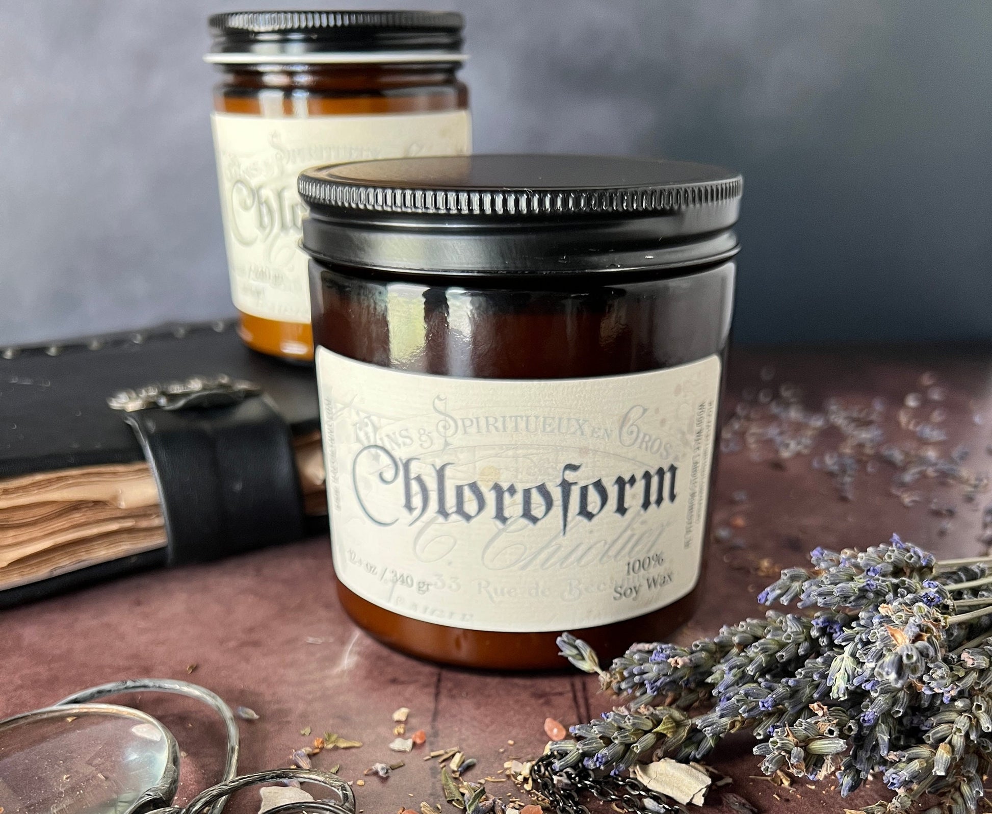 Chloroform, wooden wick soy candle, self care candle, witch, relaxation, meditation candle, essential oil, best seller - The Preachers Daughter Candle Co