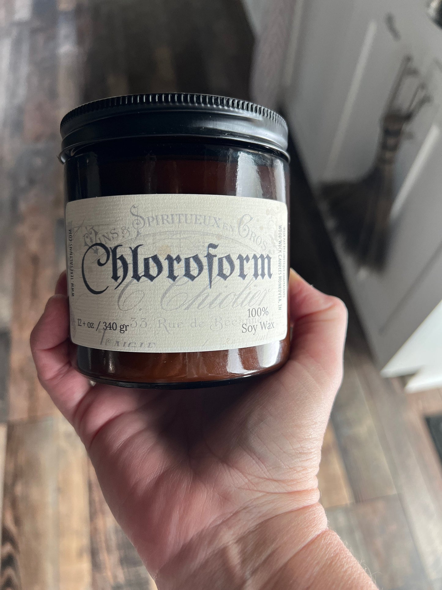 Chloroform, wooden wick soy candle, self care candle, witch, relaxation, meditation candle, essential oil, best seller - The Preachers Daughter Candle Co