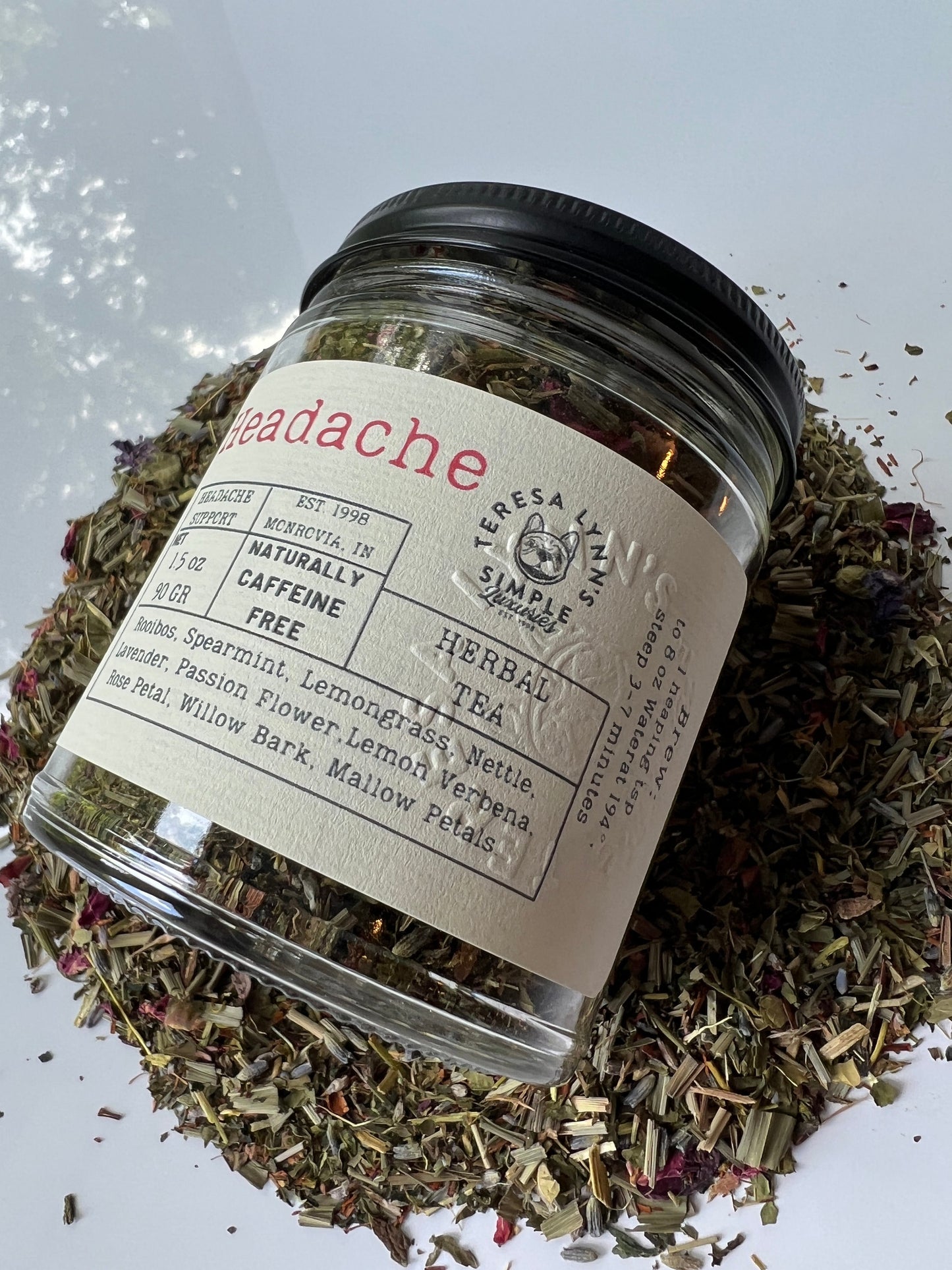 Headache - Soothing Herbal Tea for Headache Relief with Nettle and Rose Petals - The Preachers Daughter Candle Co